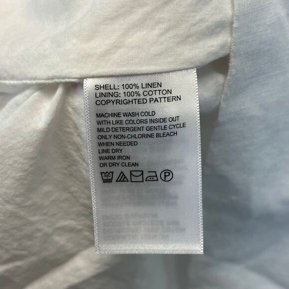 TOMMY BAHAMA Dress XS White Linen Sleeveless Embroidered Lined V-Neck Pockets - Picture 6 of 11